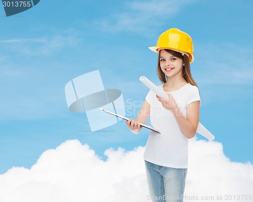 Image of smiling little girl in protective helmet