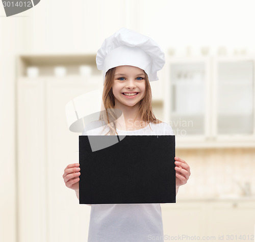 Image of little cook or baker with blank black paper