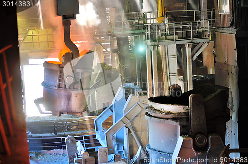 Image of steel bucket to transport the molten metal