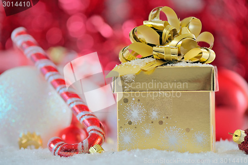 Image of present box in snow