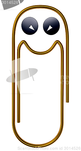 Image of Illustration of happy gold paper clip