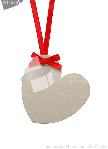 Image of Heart shaped tag with a bow