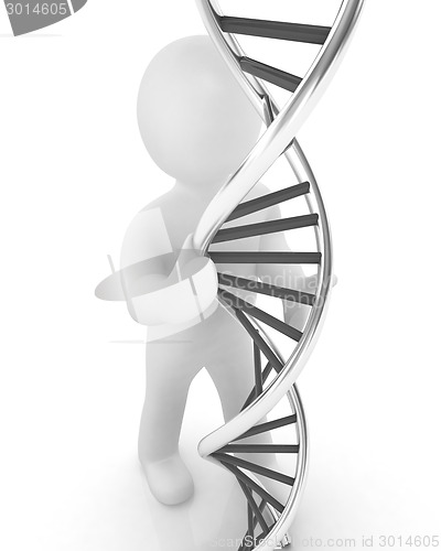 Image of 3d men with DNA structure model