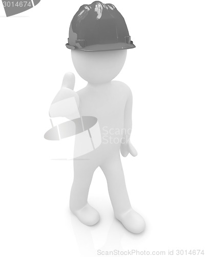 Image of 3d man in a hard hat with thumb up 