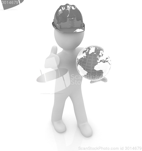 Image of 3d man in a hard hat with thumb up presents concept: "My company