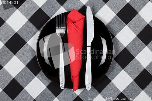 Image of Plate, fork and knife