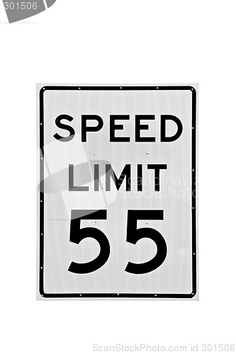 Image of 55 speed limit sign isolated