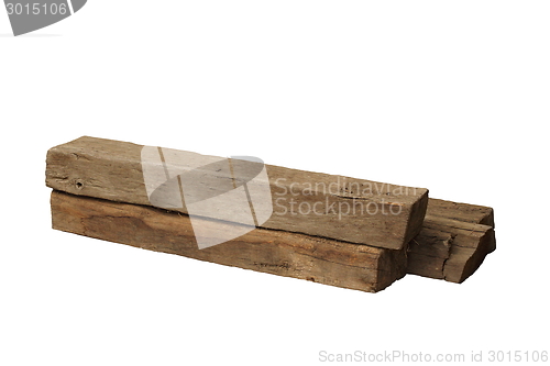 Image of ancient oak beams on white