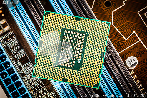 Image of Modern processor and motherboard