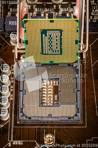 Image of Modern processor and motherboard