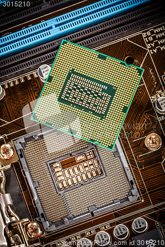 Image of Modern processor and motherboard