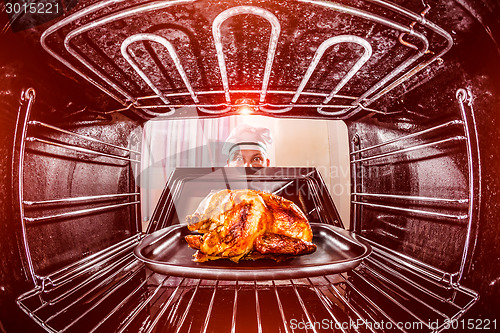 Image of Cooking chicken in the oven.