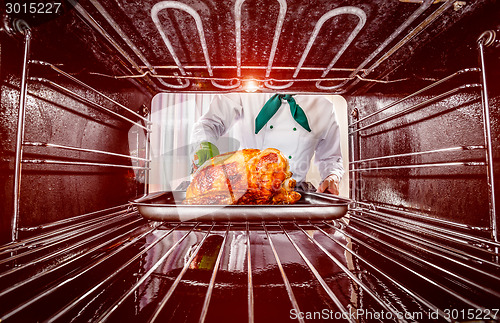 Image of Cooking chicken in the oven.