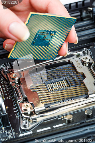 Image of Modern processor and motherboard