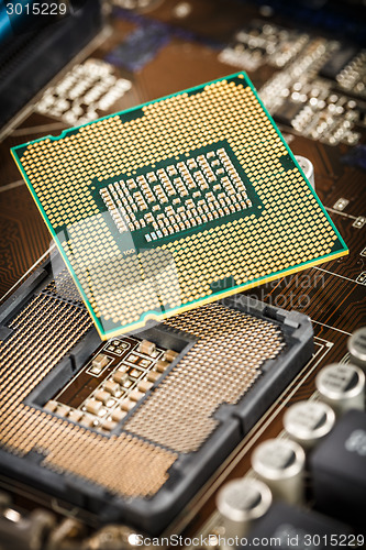 Image of Modern processor and motherboard