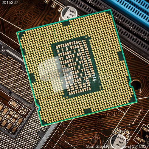 Image of Modern processor and motherboard