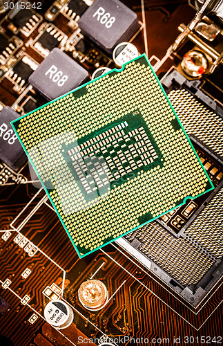 Image of Modern processor and motherboard