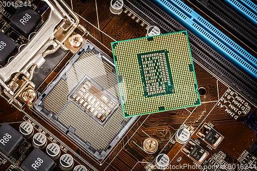 Image of Modern processor and motherboard