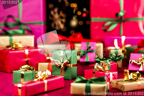 Image of Multitude of Xmas Gifts Spread Out
