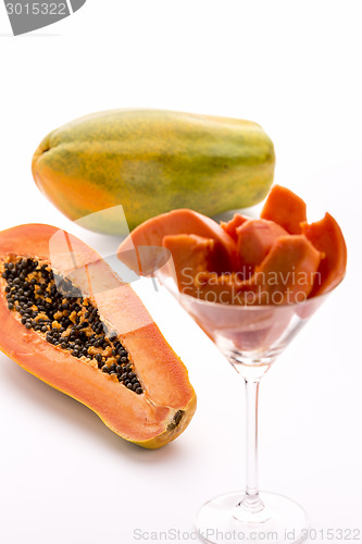 Image of Papaya - a globose, green and yellow fruit
