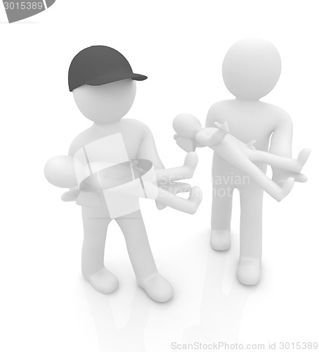 Image of 3d man with child. 3d render