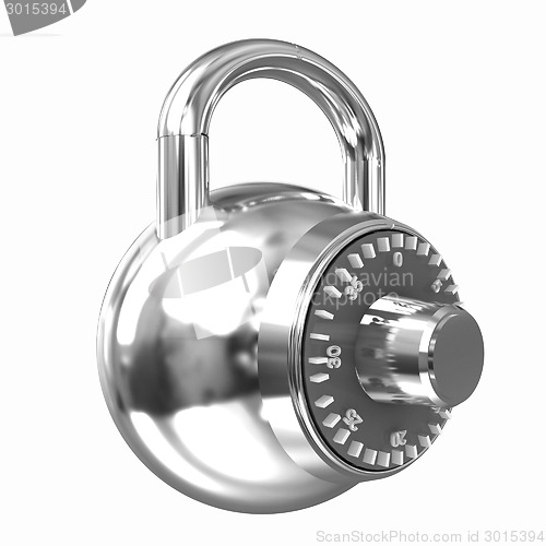 Image of Illustration of security concept with chrome locked combination 