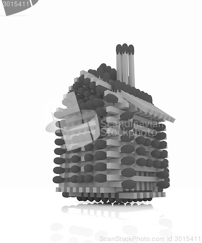 Image of Log house from matches pattern
