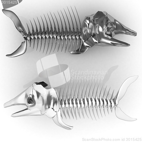 Image of 3d metall illustration of fish skeleton 