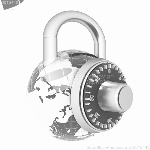 Image of Illustration of security concept with metal locked combination p