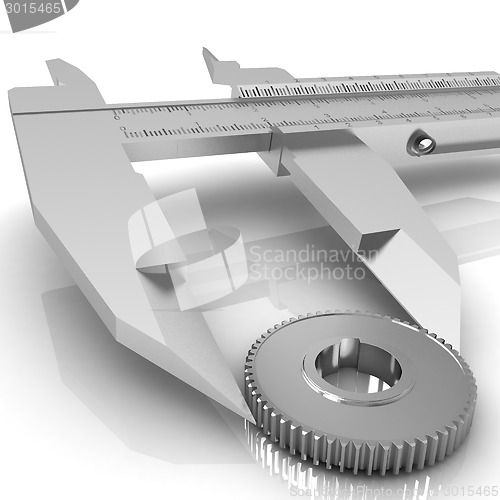 Image of Vernier caliper measures the cogwheel 