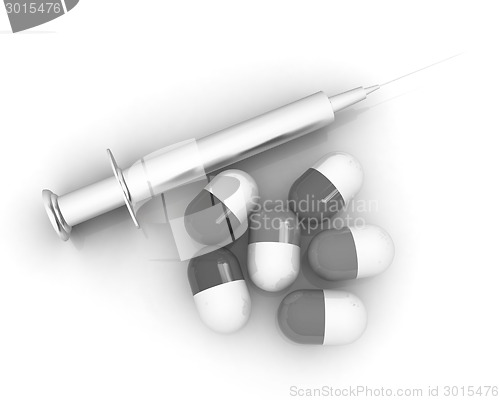 Image of Pills and syringe 