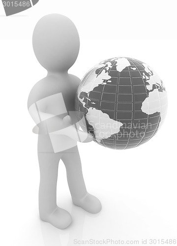 Image of 3d man gives earth 