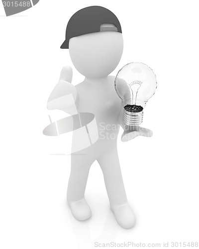 Image of 3d man with light bulb