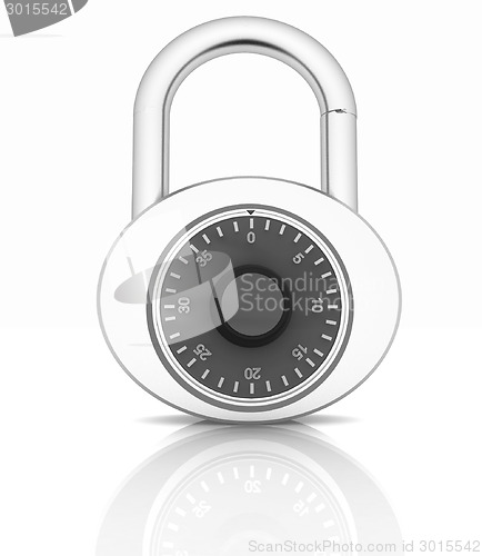 Image of Illustration of security concept with chrome locked combination 