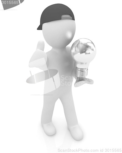 Image of 3d man with light bulb