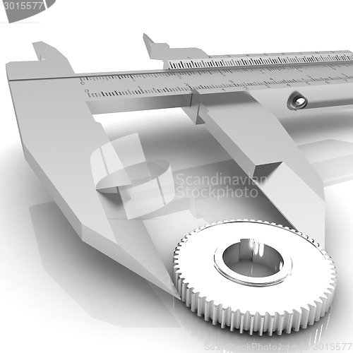 Image of Vernier caliper measures the cogwheel 