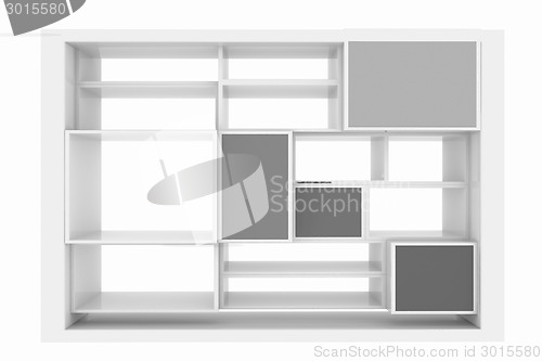 Image of 3d isolated Empty colorful bookshelf 