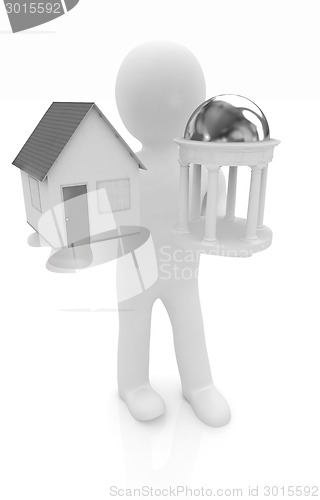 Image of 3d man with houses and rotunda 