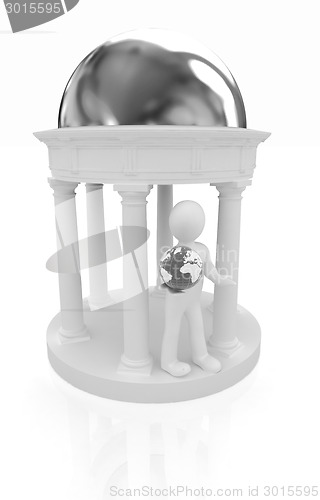 Image of 3d man in rotunda with earth 