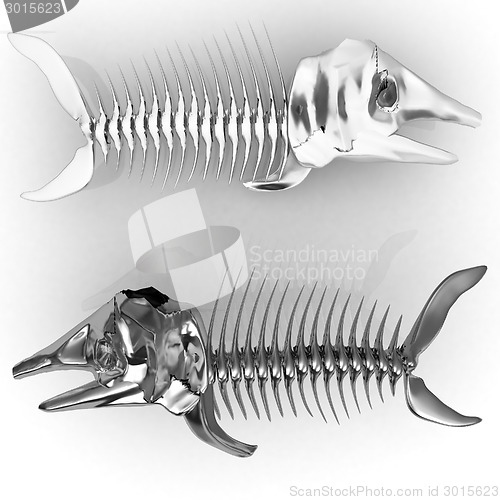 Image of 3d metall illustration of fish skeleton 