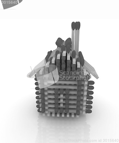 Image of Log house from matches pattern