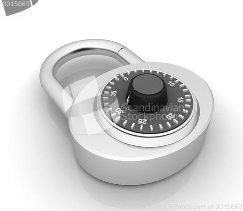 Image of Illustration of security concept with chrome locked combination 