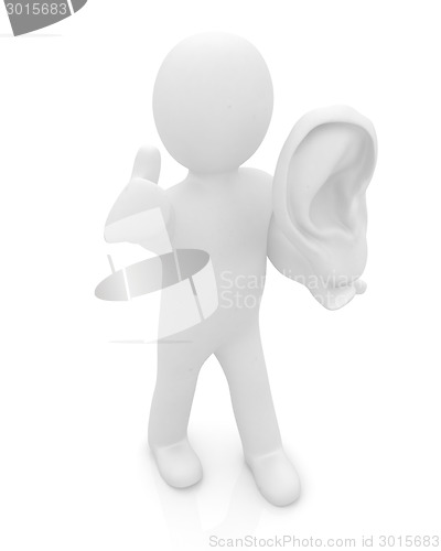 Image of 3d man with ear 3d render