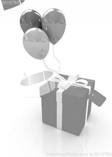 Image of Gift box with balloon for summer 