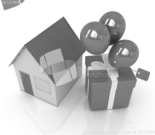 Image of House with gift and ballons 