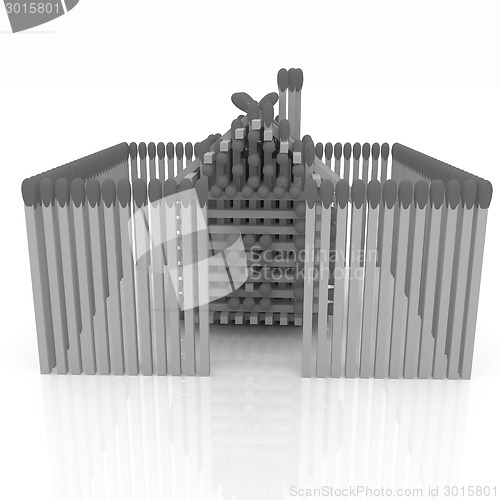 Image of Log house from matches pattern