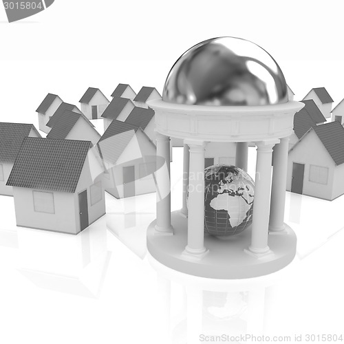 Image of Earth in rotunda and houses 