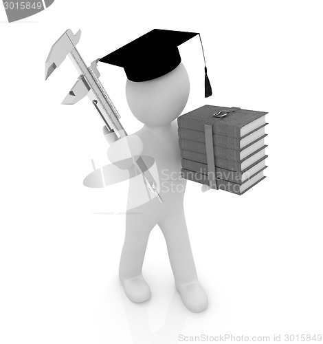 Image of 3d man in graduation hat with the best technical educational lit