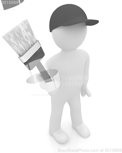 Image of 3d man with paint brush 