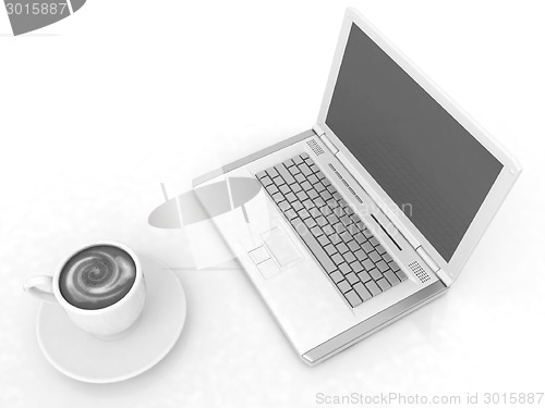 Image of 3d cup and a laptop